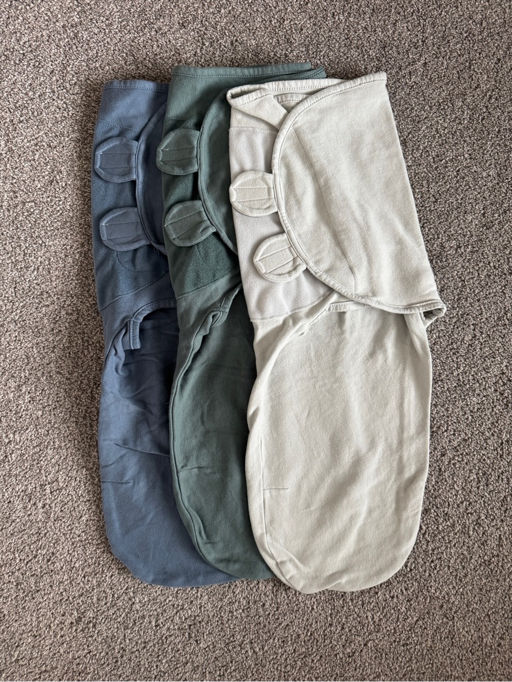 Never worn 3-Pack Baby Sleep Sacks in Blue, Green, and Cream